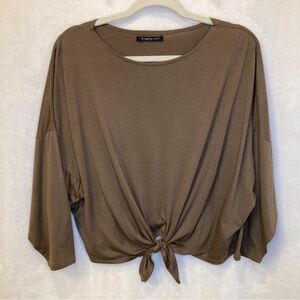 Do Everything in Love Olive Green Tie-Front Dolman Sleeve One-Size Top
